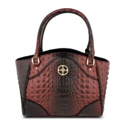 Avalon Crocodile Embossed Handbag (Brown)