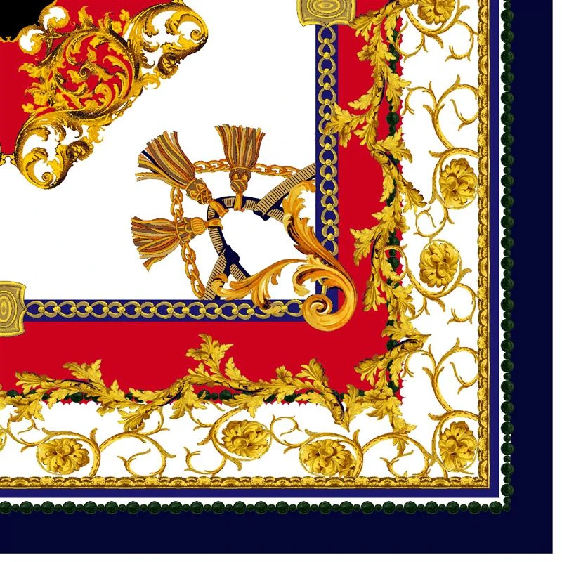 Italian-Made Scarf (Dark Blue/Gold/Orange) - Image 2