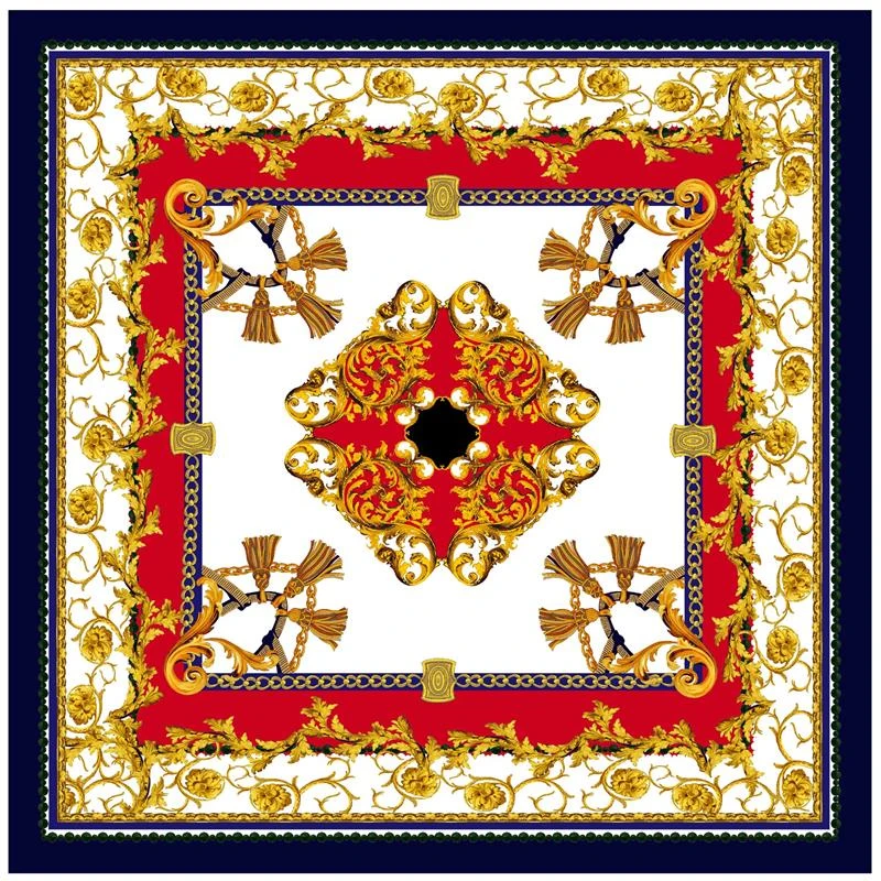 Italian-Made Scarf (Dark Blue/Gold/Orange)