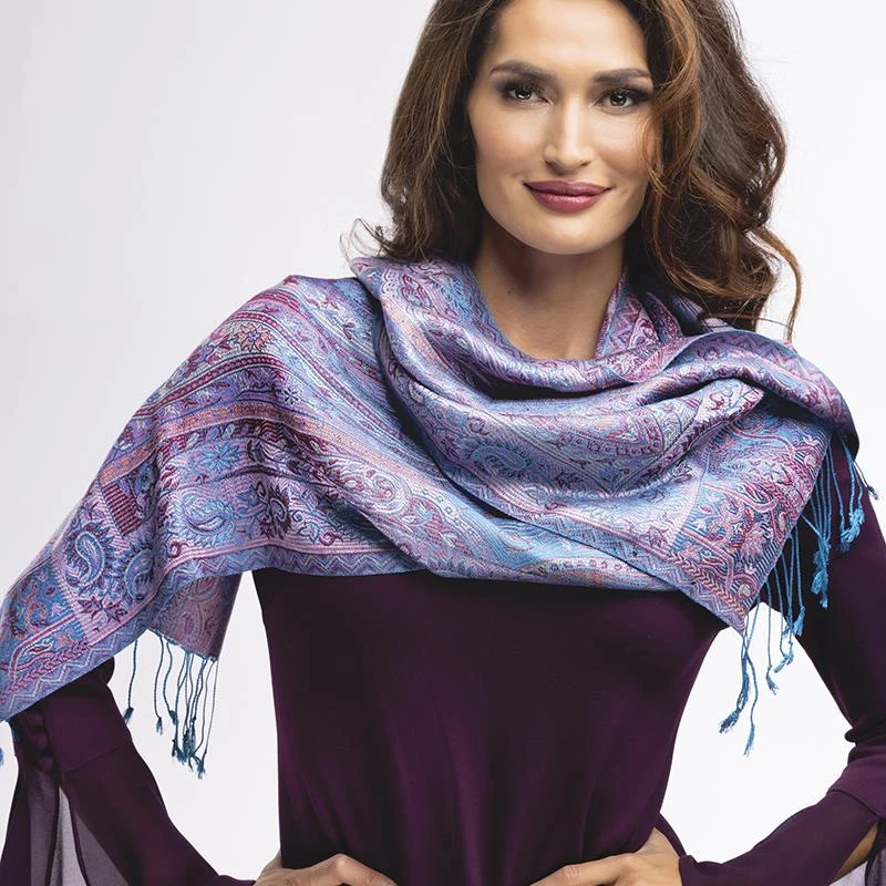 Bon Voyage Silk Scarf (Blue) - Image 3