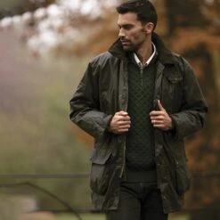 100% Waxed Cotton Greendale 3-1 Padded Jacket (Olive)