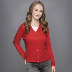 Cashmere Ladies Cardigan (Red)