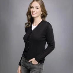 Cashmere Ladies Cardigan (Black)