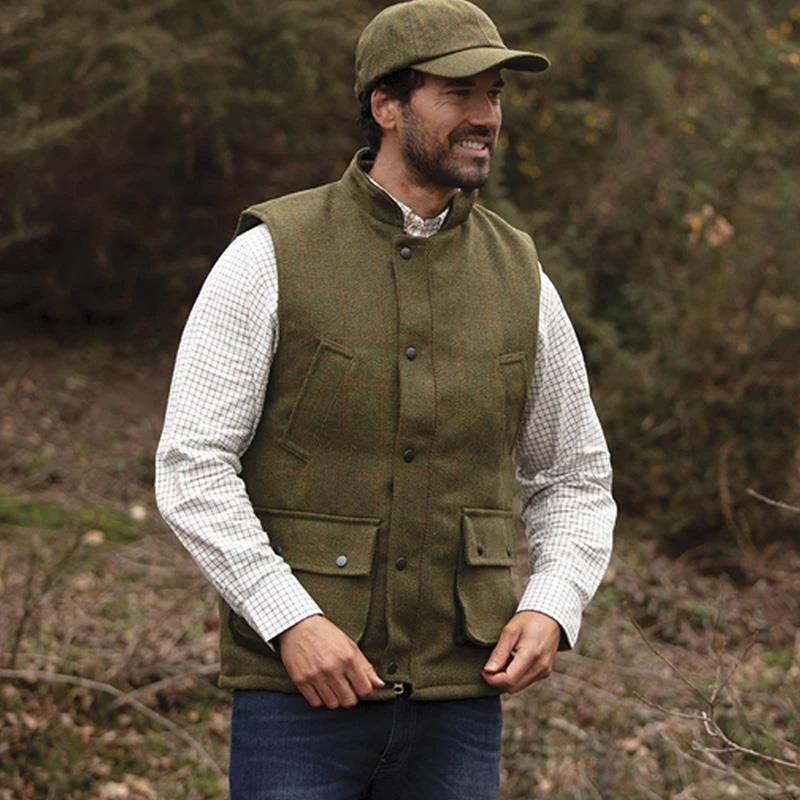 Derby Tweed Shooting Waistcoat Country Gilet (Light Sage)
